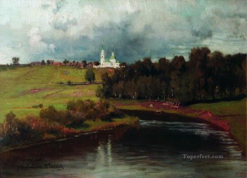 view of the village varvarino 1878 Ilya Repin Landscapes river Oil Paintings